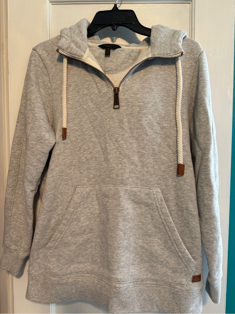 Cozy Light Gray Quarter-Zip Hoodie